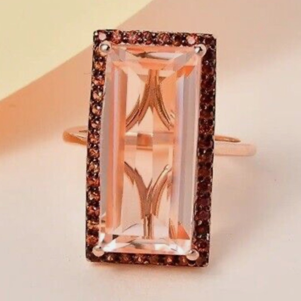 Morganique Quartz Coffee Zircon 925 Ring